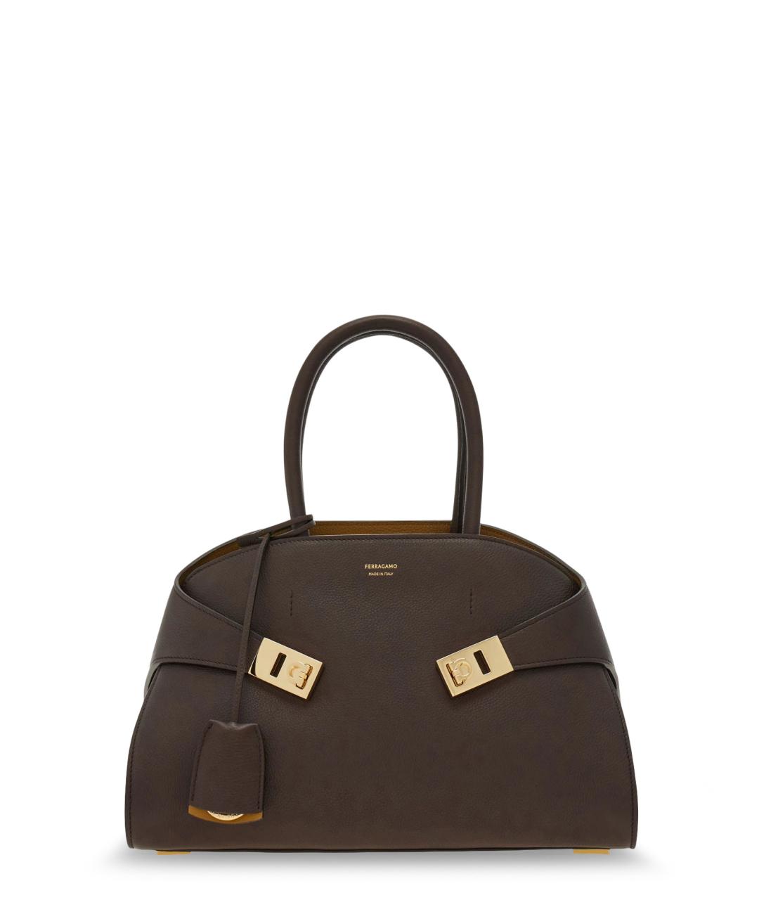 FERRAGAMO Коричневая кожаная сумка тоут, фото 1