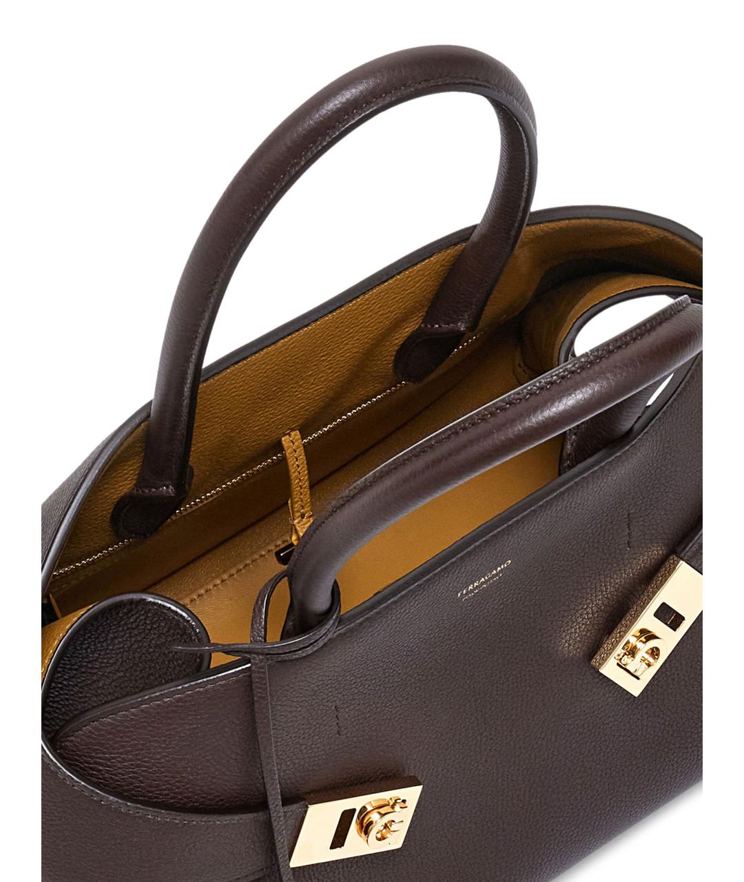 FERRAGAMO Коричневая кожаная сумка тоут, фото 4