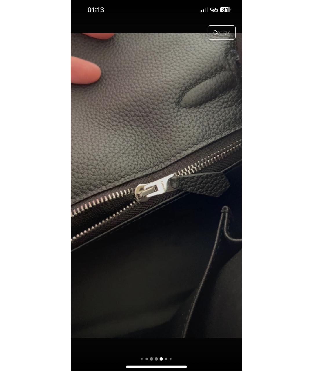 HERMES Черная кожаная сумка с короткими ручками, фото 7