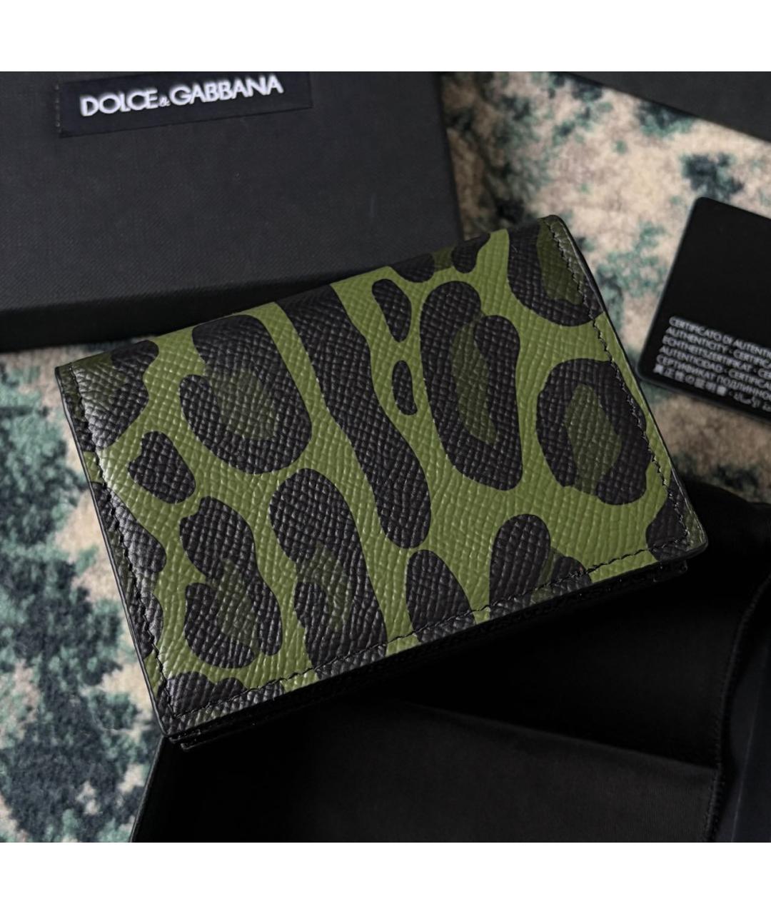 DOLCE&GABBANA Зеленый кожаный кардхолдер, фото 4
