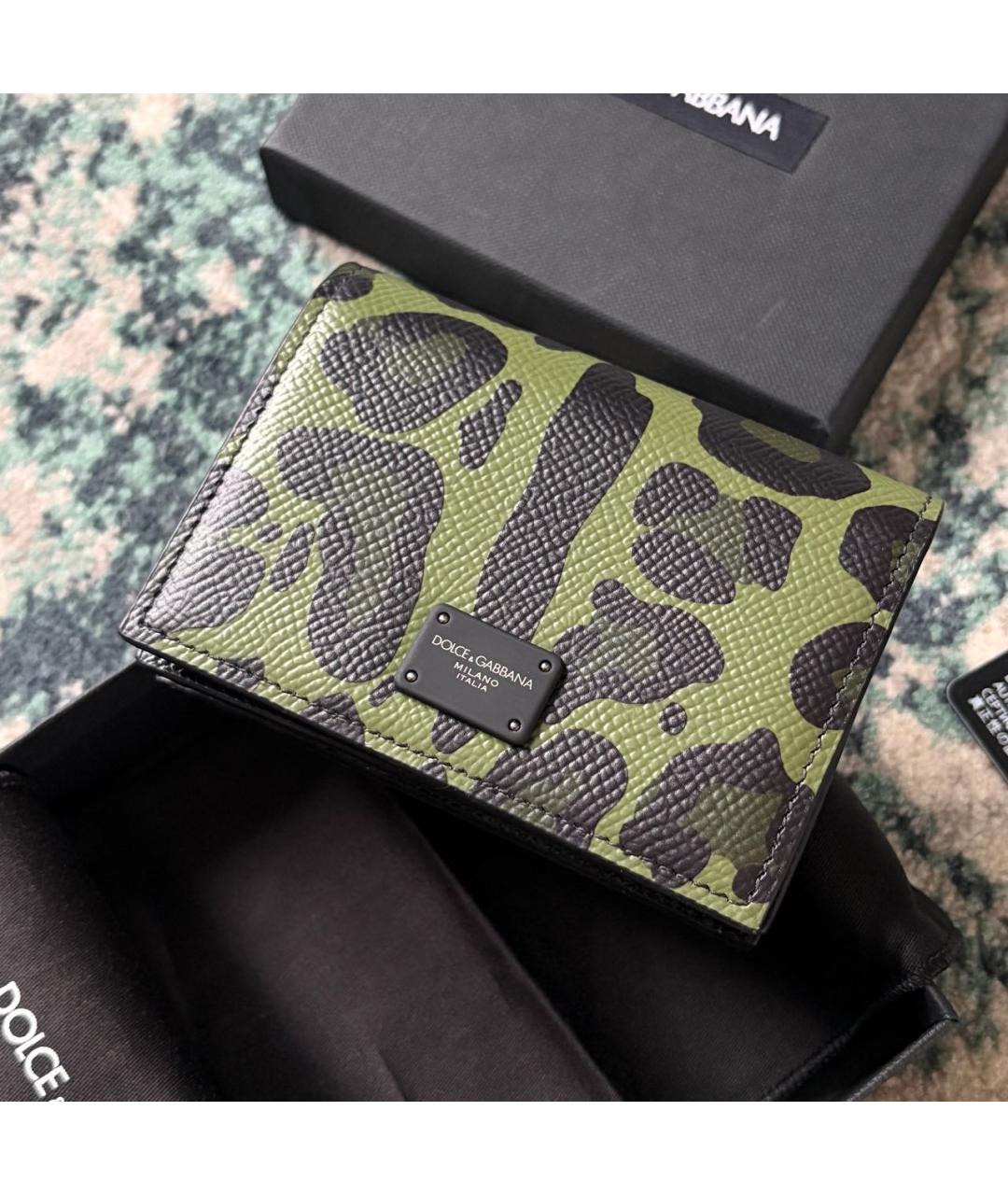 DOLCE&GABBANA Зеленый кожаный кардхолдер, фото 3