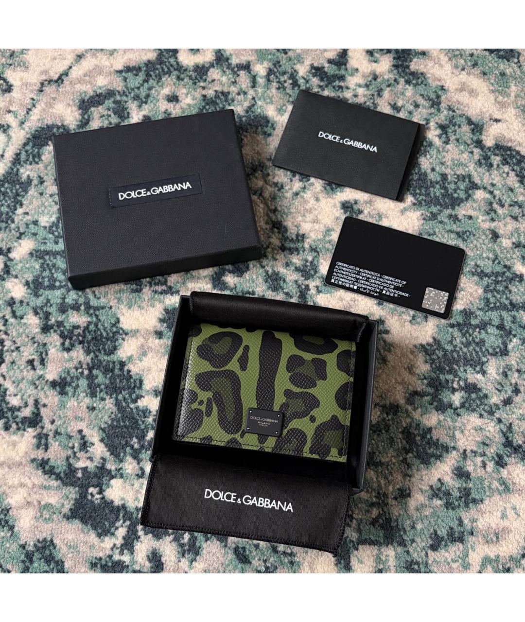 DOLCE&GABBANA Зеленый кожаный кардхолдер, фото 2