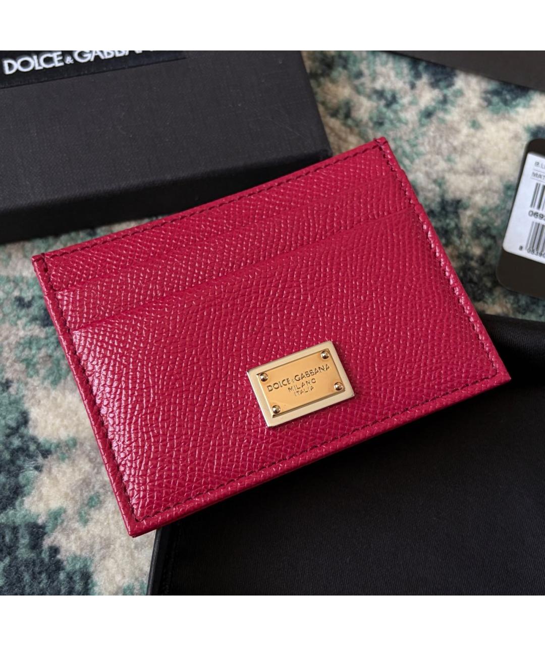 DOLCE&GABBANA Бордовый кожаный кардхолдер, фото 6