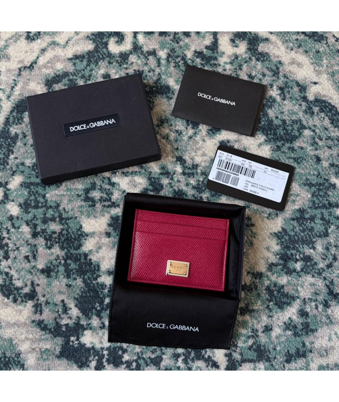 DOLCE&GABBANA Бордовый кожаный кардхолдер, фото 2