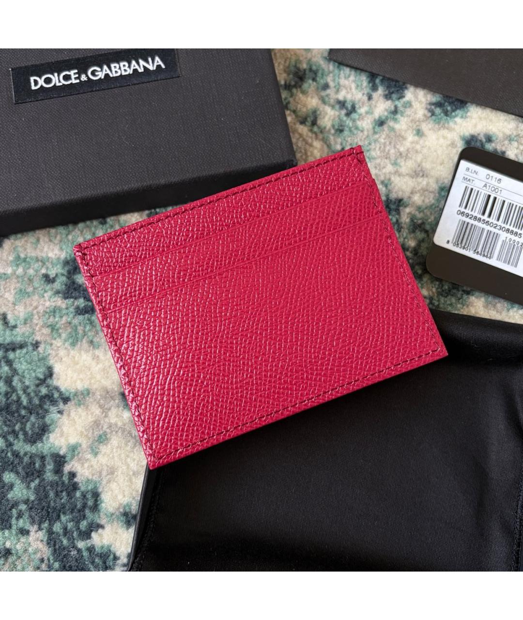 DOLCE&GABBANA Бордовый кожаный кардхолдер, фото 4