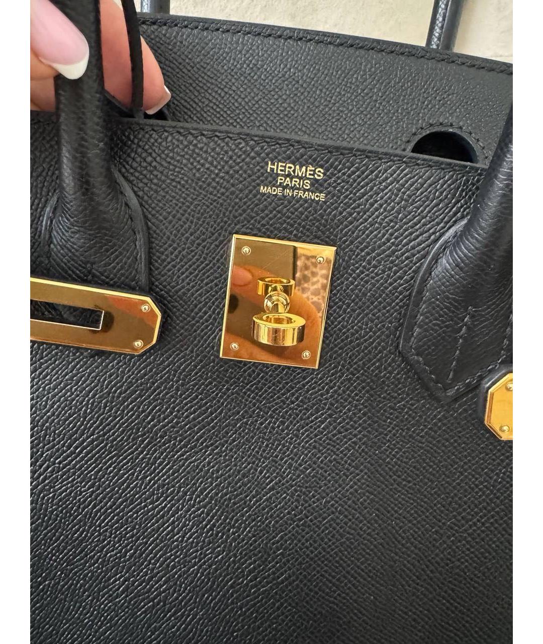 HERMES Черная кожаная сумка с короткими ручками, фото 4