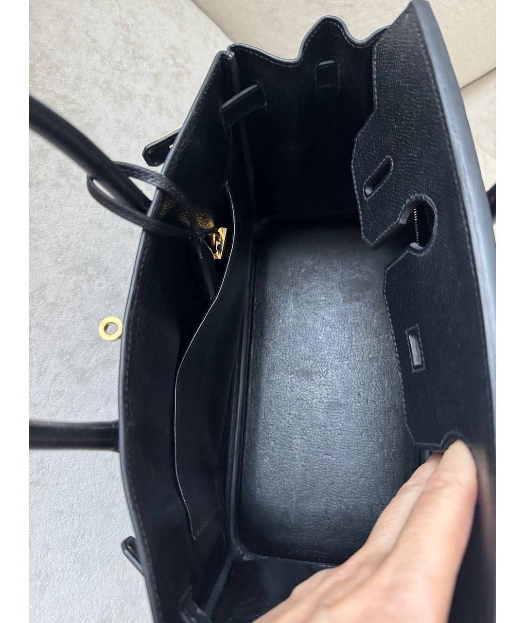 HERMES Черная кожаная сумка с короткими ручками, фото 5