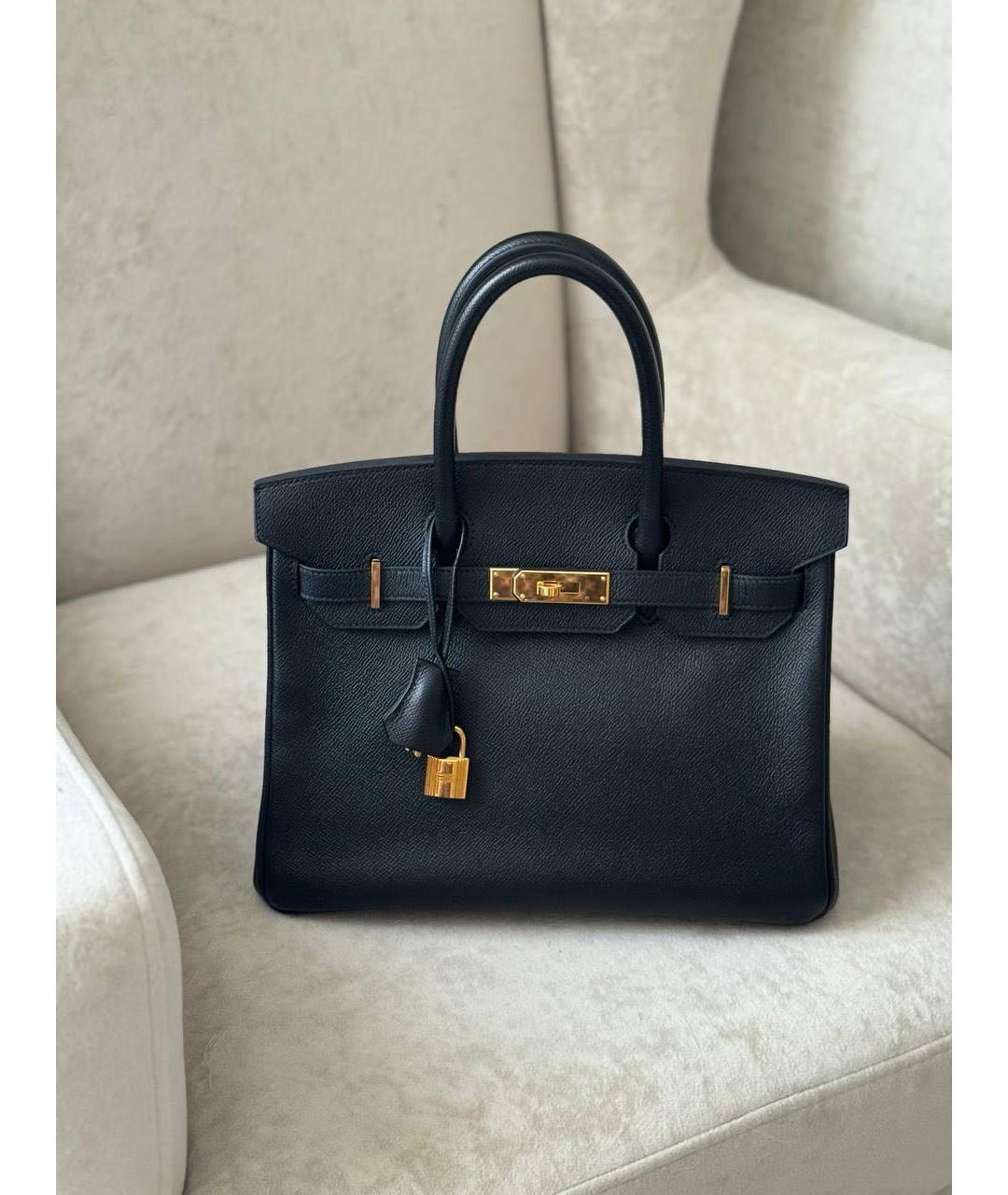 HERMES Черная кожаная сумка с короткими ручками, фото 9