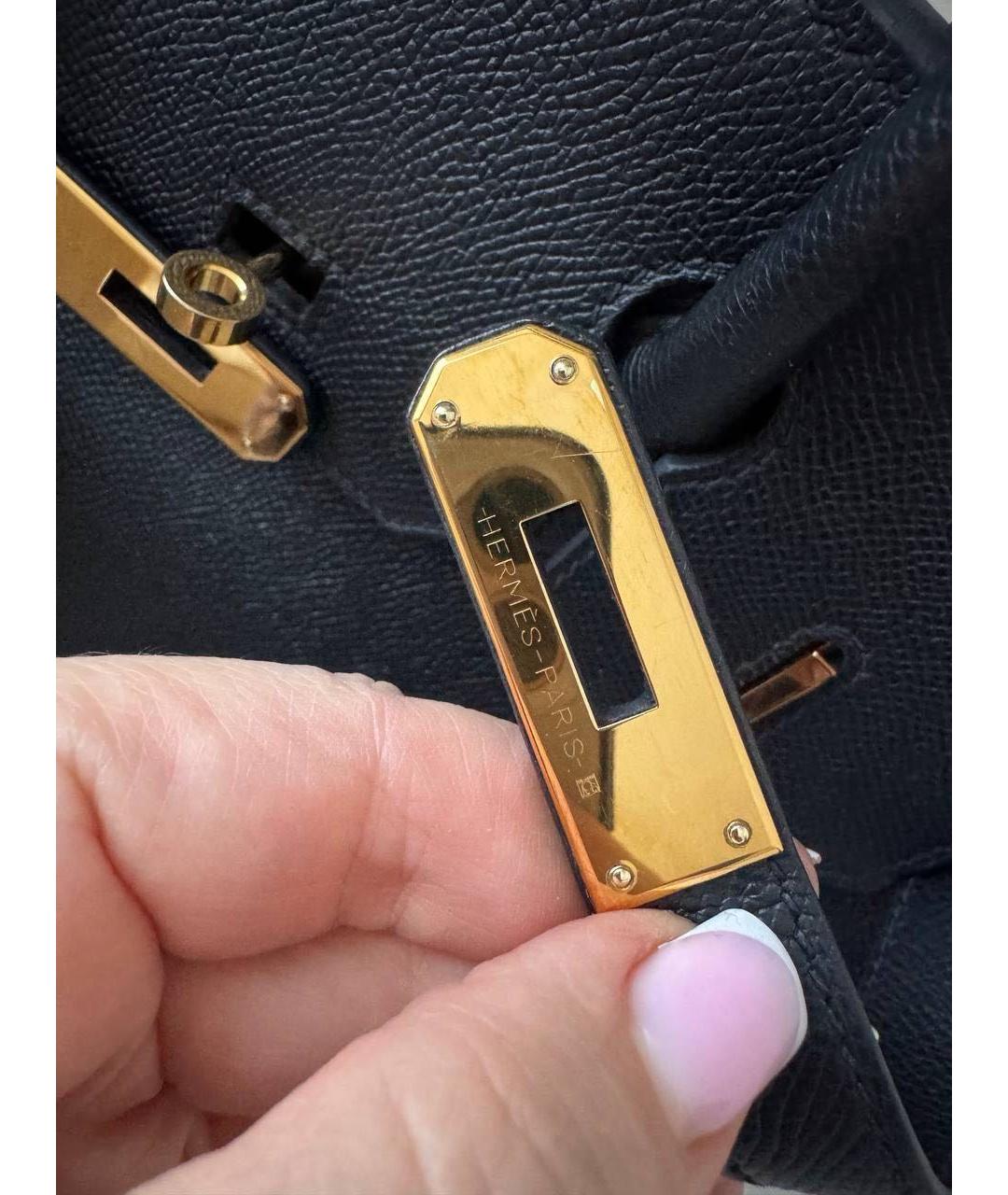 HERMES Черная кожаная сумка с короткими ручками, фото 6