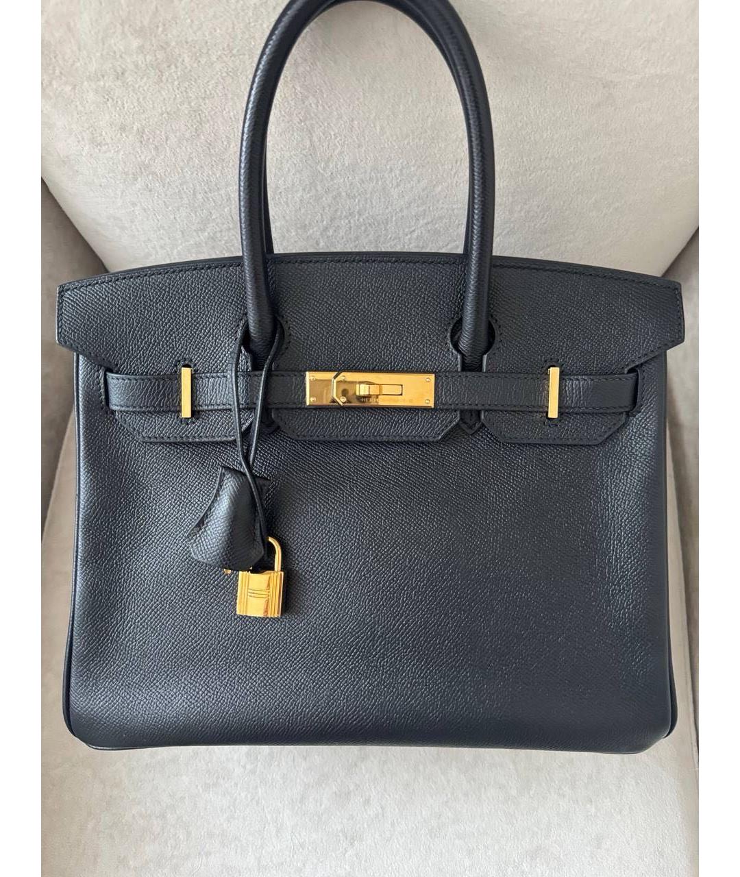 HERMES Черная кожаная сумка с короткими ручками, фото 2