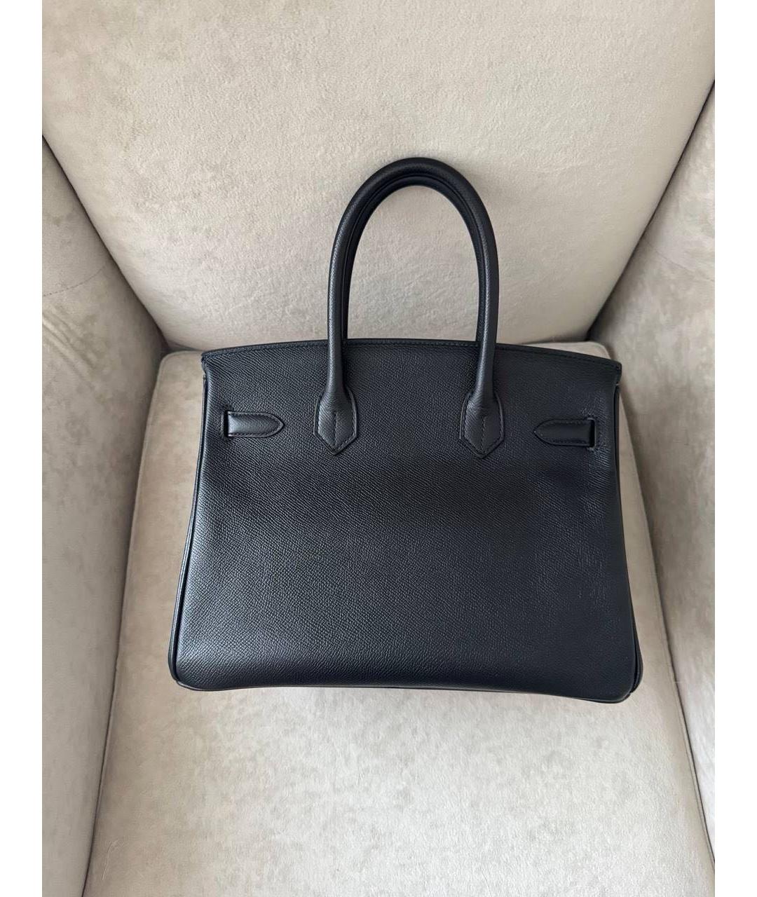 HERMES Черная кожаная сумка с короткими ручками, фото 8