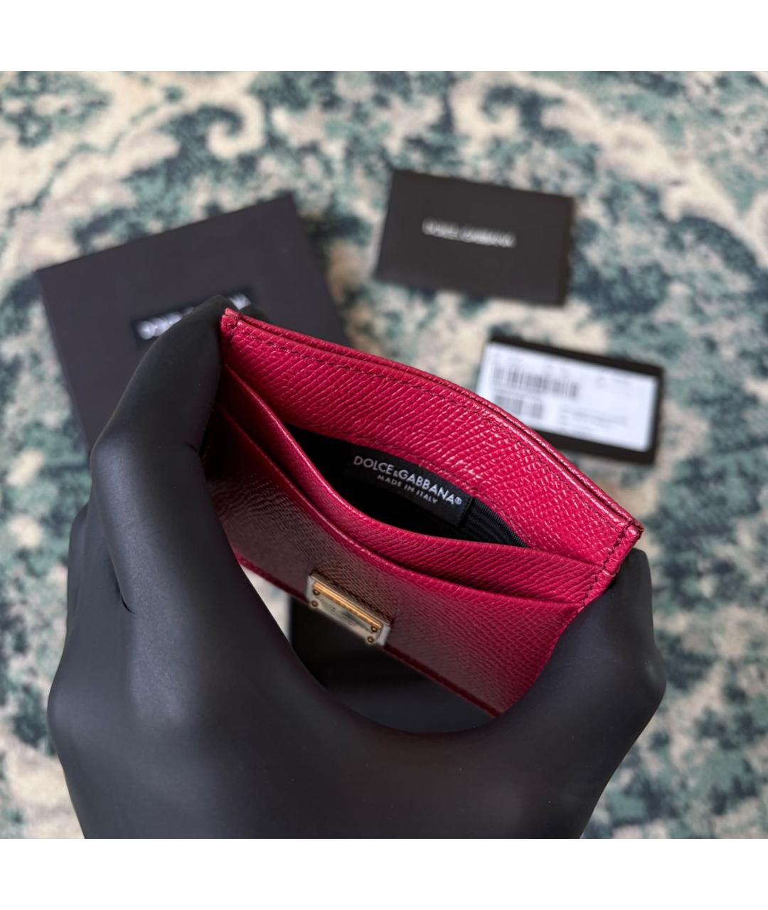 DOLCE&GABBANA Бордовый кожаный кардхолдер, фото 5