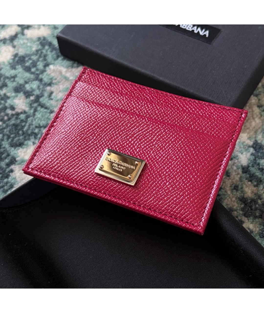 DOLCE&GABBANA Бордовый кожаный кардхолдер, фото 3