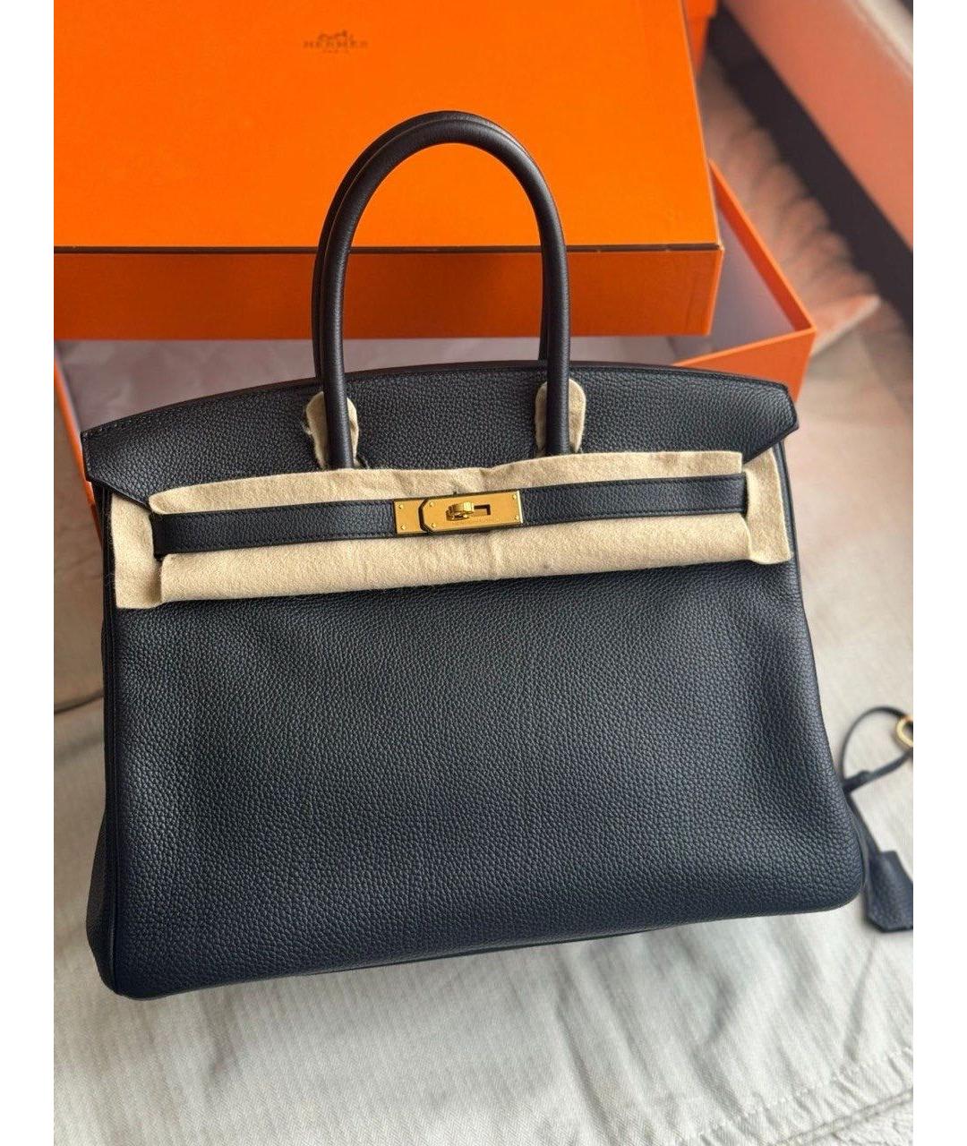 HERMES Черная кожаная сумка с короткими ручками, фото 2