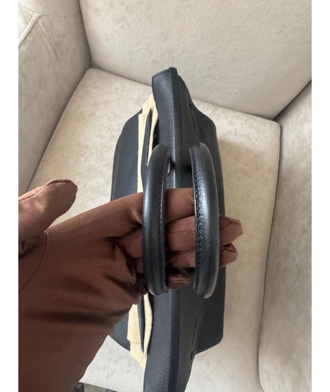 HERMES Черная кожаная сумка с короткими ручками, фото 7