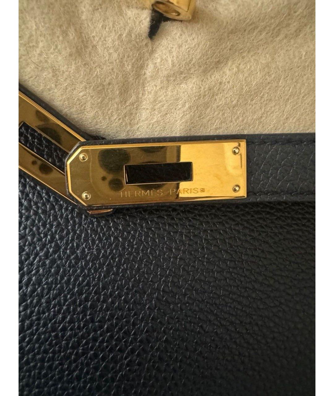 HERMES Черная кожаная сумка с короткими ручками, фото 6