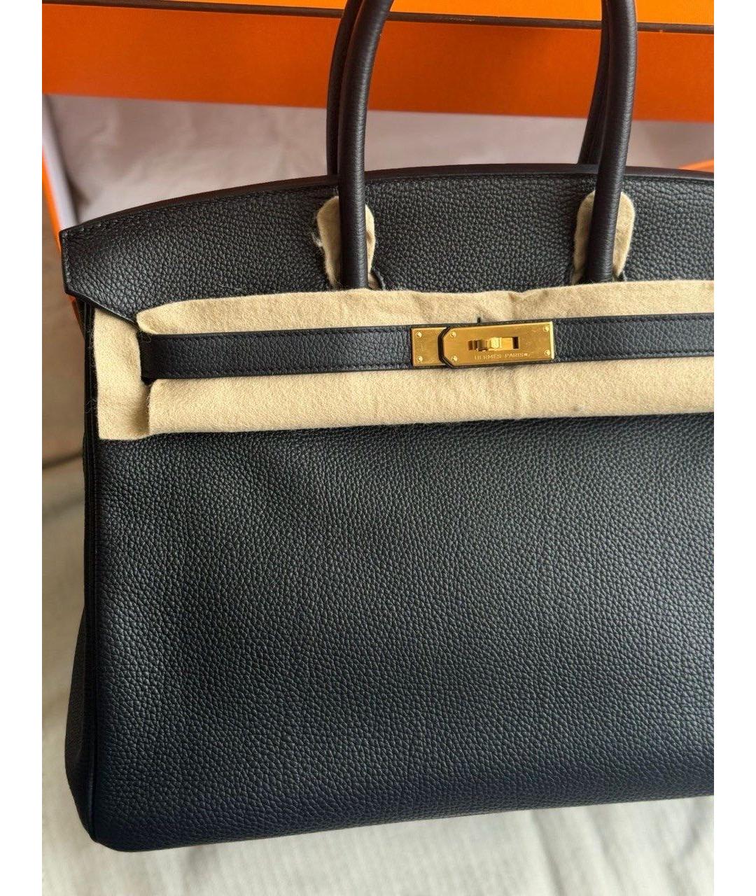 HERMES Черная кожаная сумка с короткими ручками, фото 3