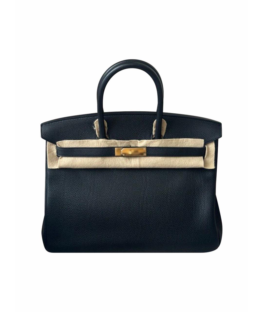 HERMES Черная кожаная сумка с короткими ручками, фото 1