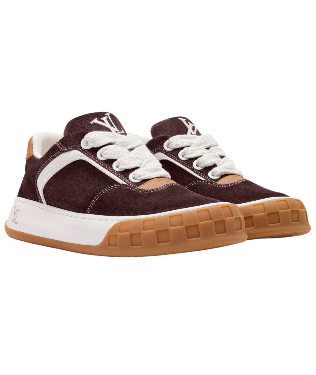 LOUIS VUITTON Коричневые кожаные кроссовки, фото 3