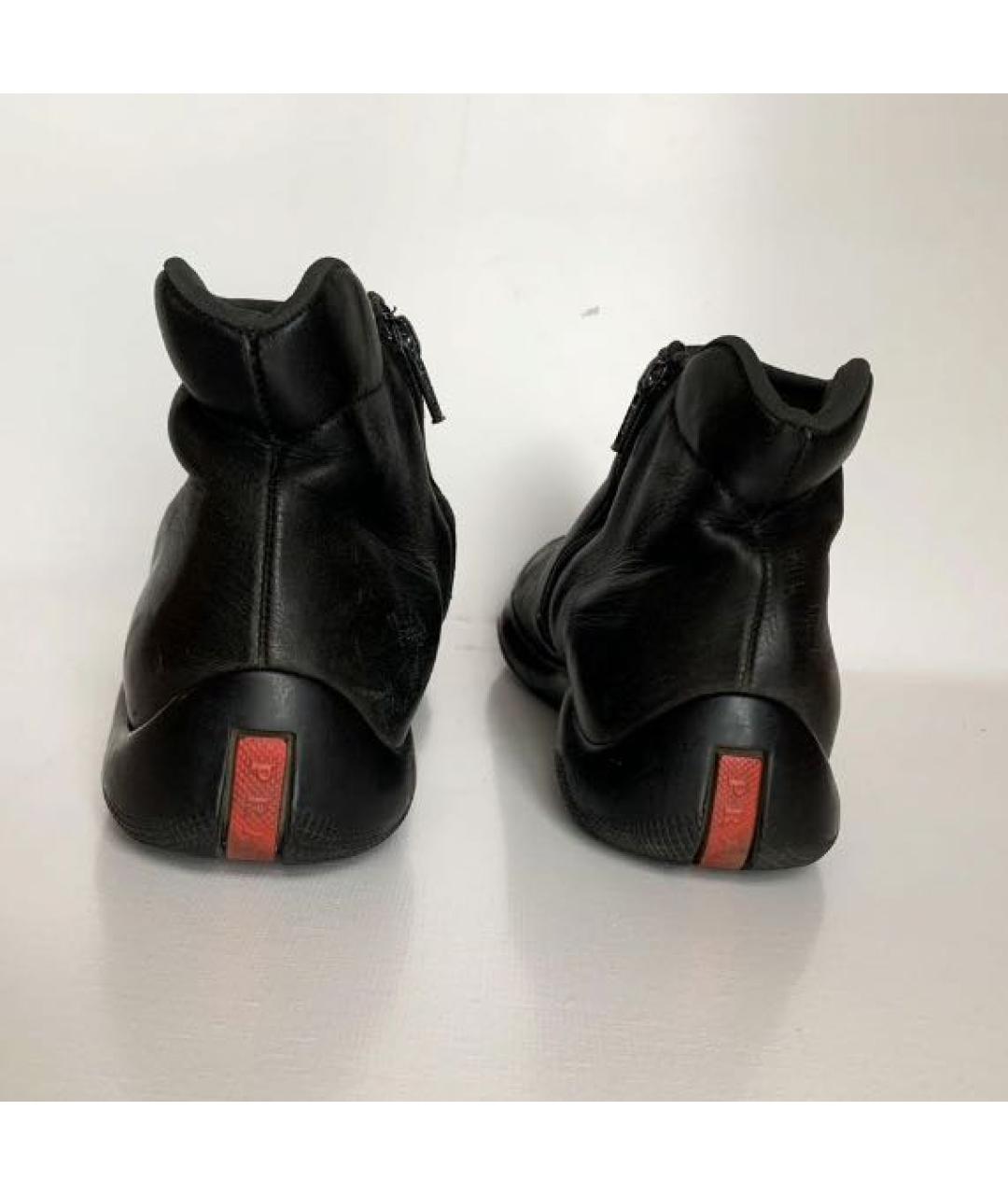 PRADA Черные кожаные ботинки, фото 2