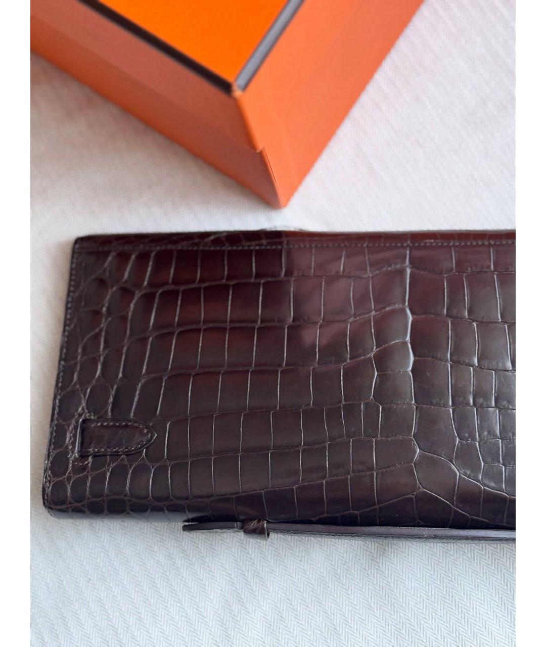 HERMES Коричневая сумка с короткими ручками из экзотической кожи, фото 5