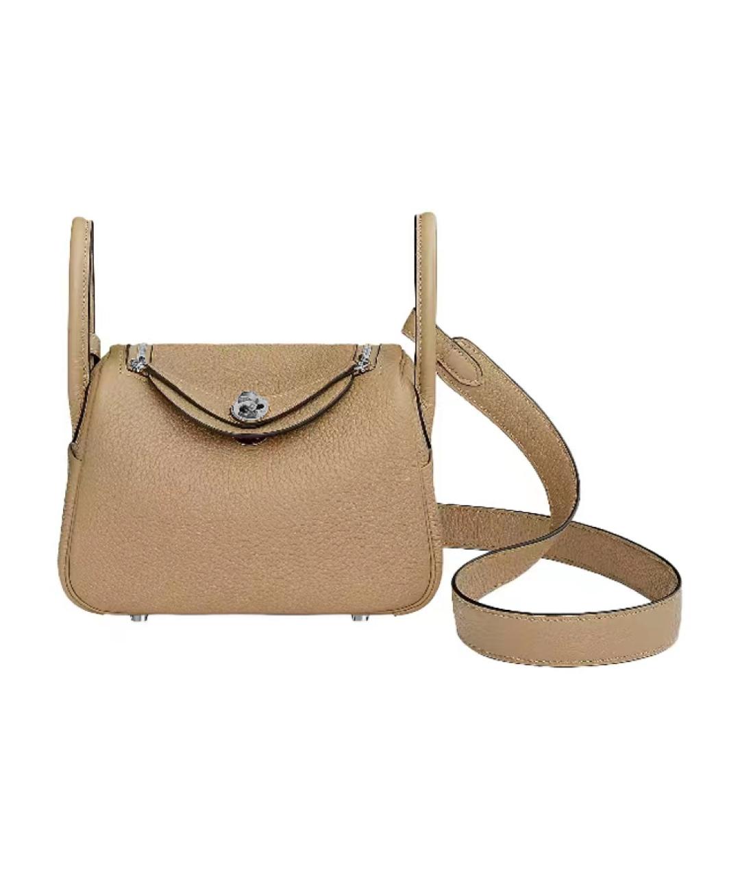 HERMES Бежевая кожаная сумка через плечо, фото 1