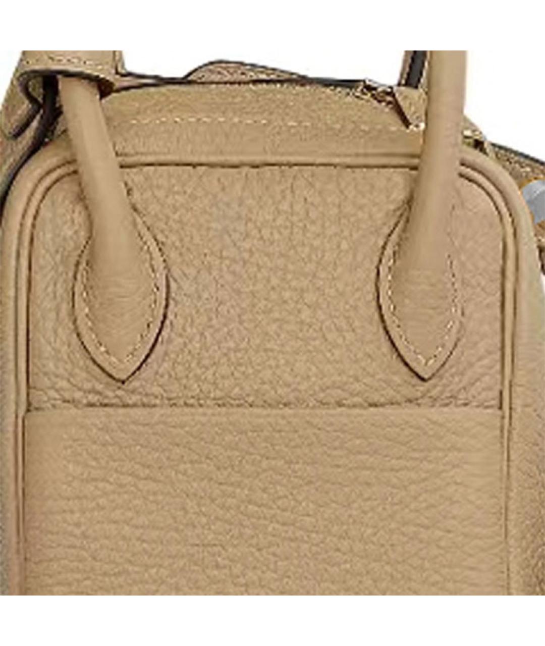 HERMES Бежевая кожаная сумка через плечо, фото 4