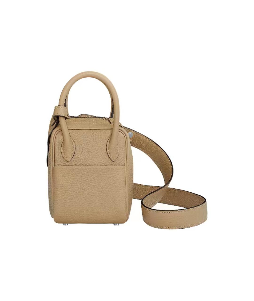 HERMES Бежевая кожаная сумка через плечо, фото 2