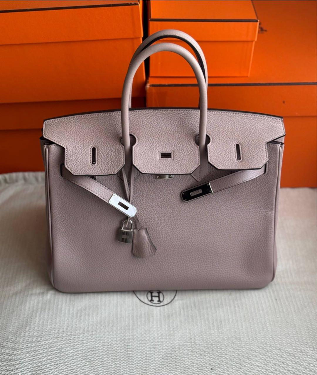 HERMES Розовая кожаная сумка с короткими ручками, фото 9