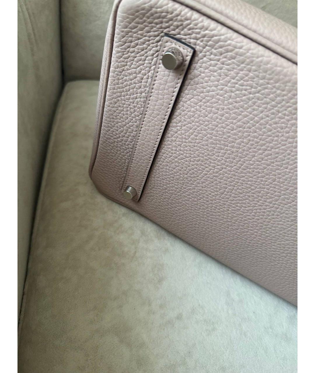 HERMES Розовая кожаная сумка с короткими ручками, фото 5