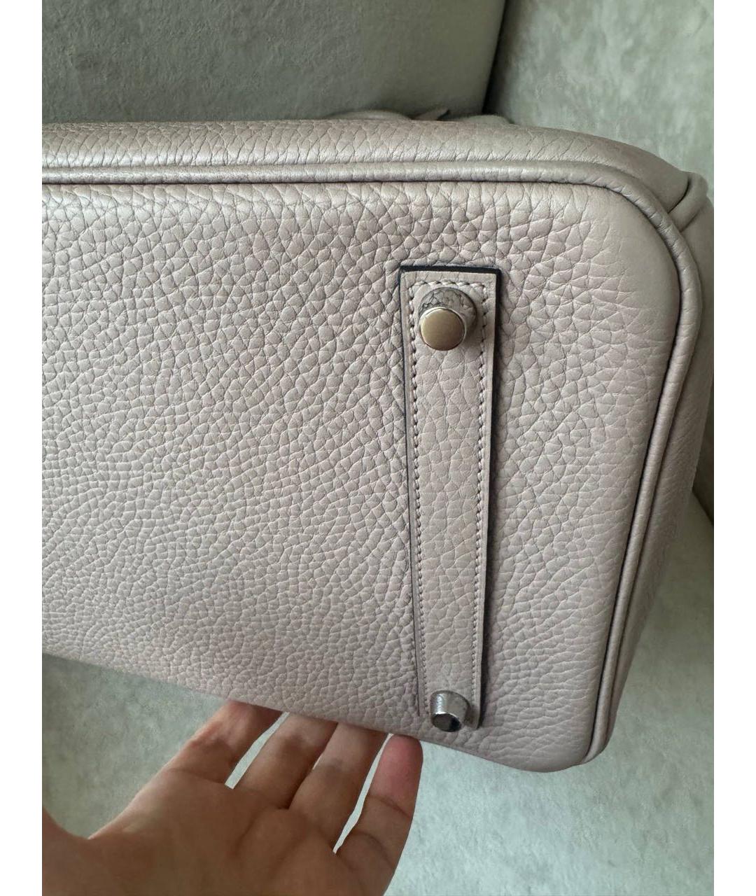 HERMES Розовая кожаная сумка с короткими ручками, фото 4