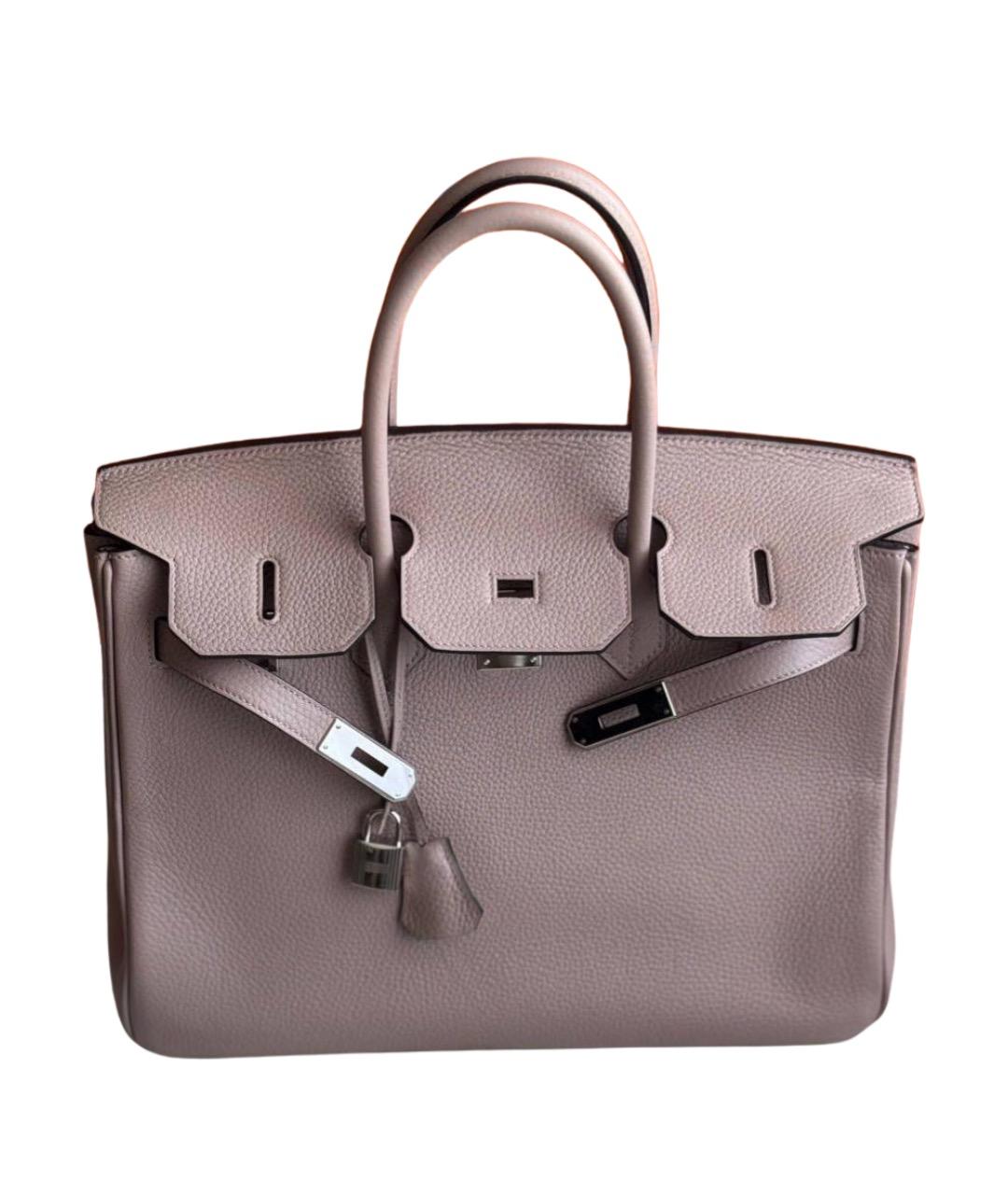 HERMES Розовая кожаная сумка с короткими ручками, фото 1