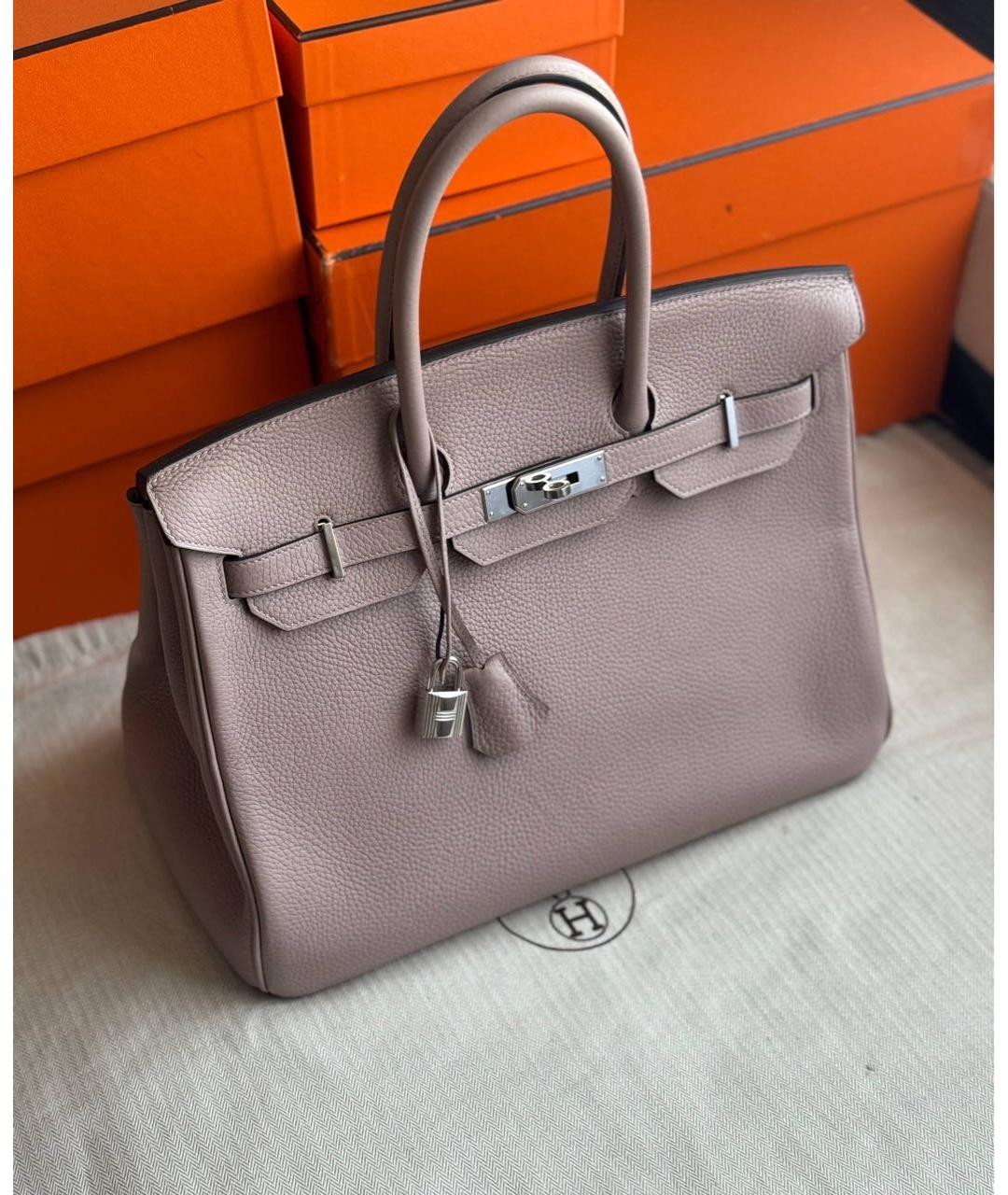 HERMES Розовая кожаная сумка с короткими ручками, фото 3
