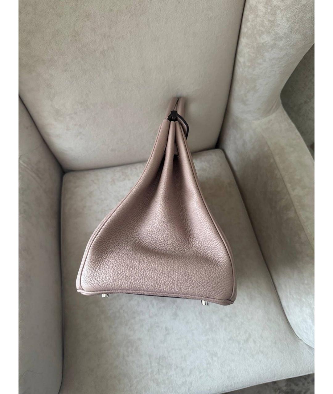 HERMES Розовая кожаная сумка с короткими ручками, фото 8