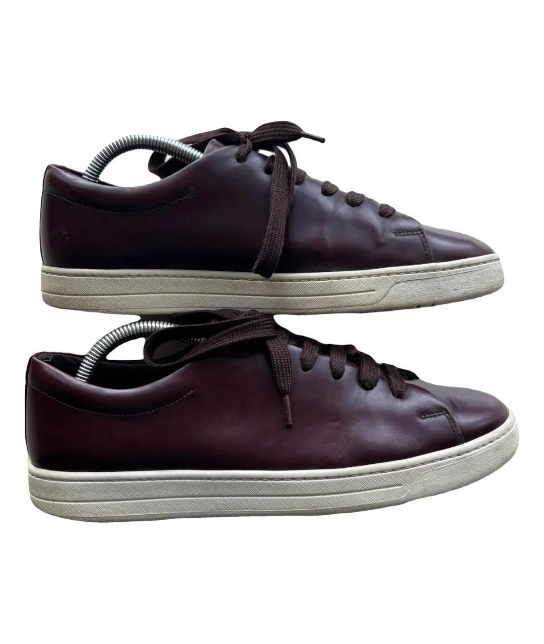 PRADA Бордовые кожаные кеды, фото 8