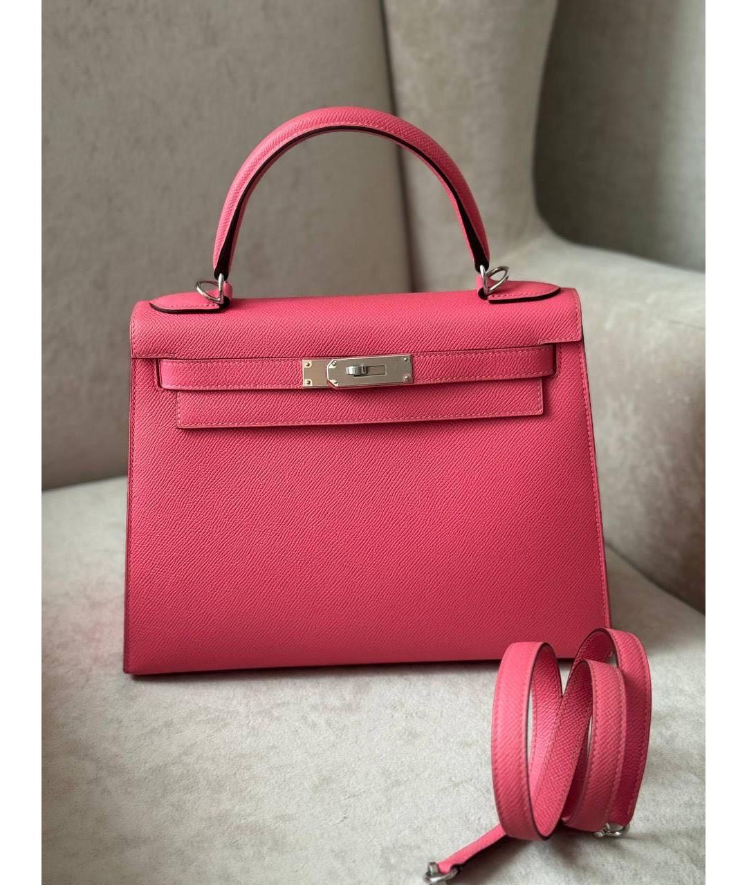 HERMES Розовая кожаная сумка через плечо, фото 9