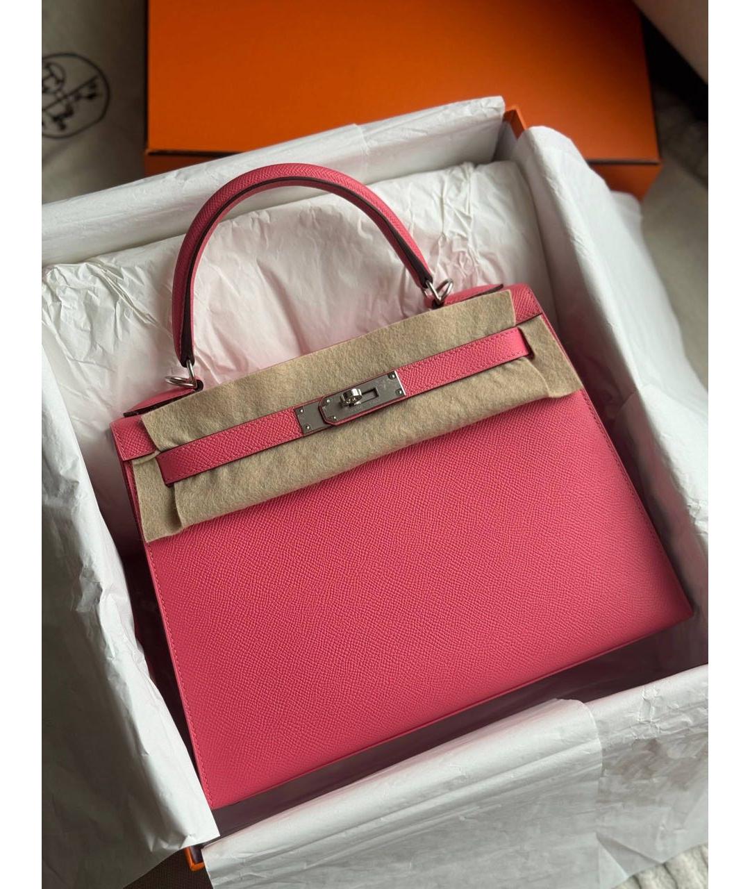 HERMES Розовая кожаная сумка через плечо, фото 2