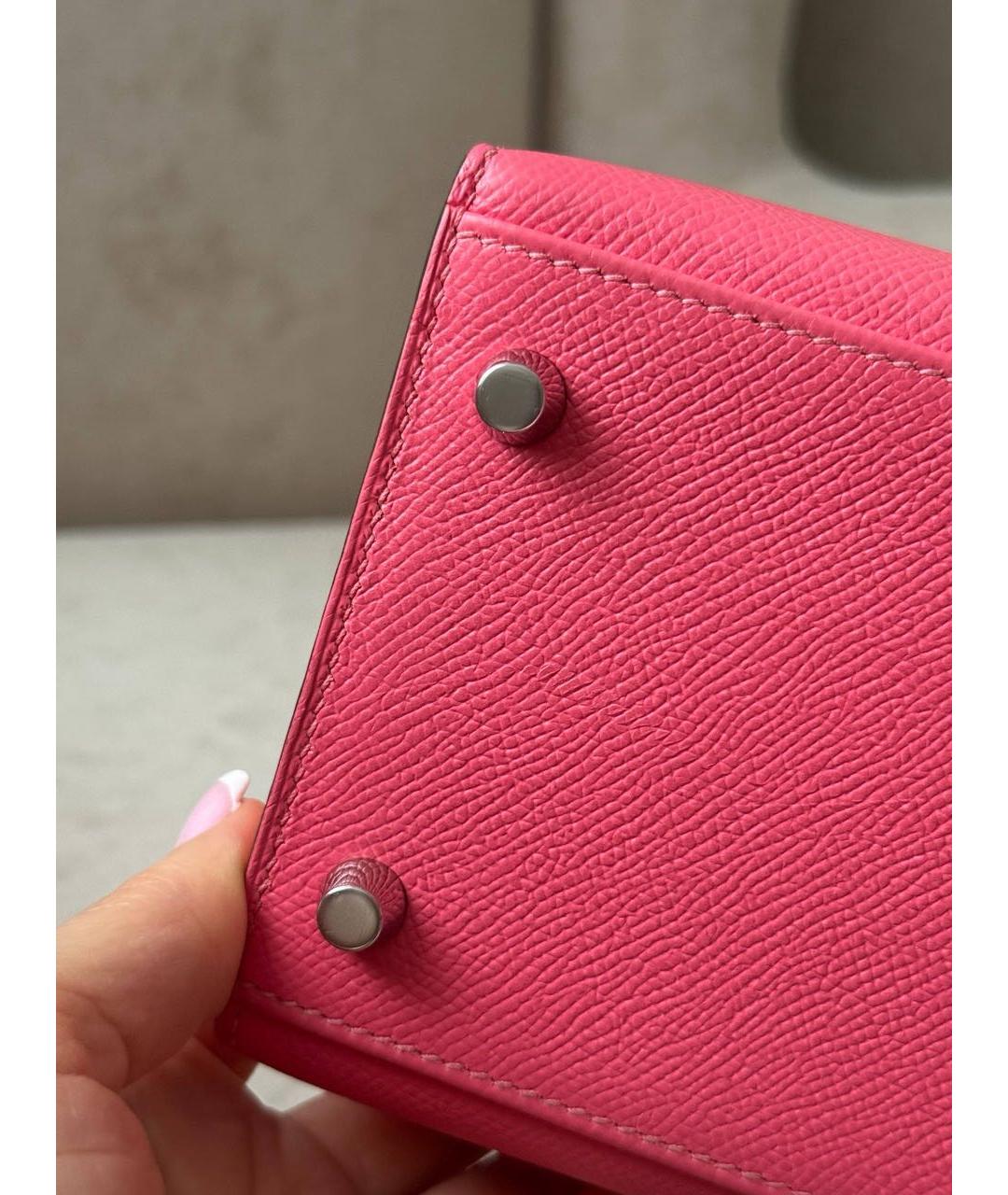 HERMES Розовая кожаная сумка через плечо, фото 6