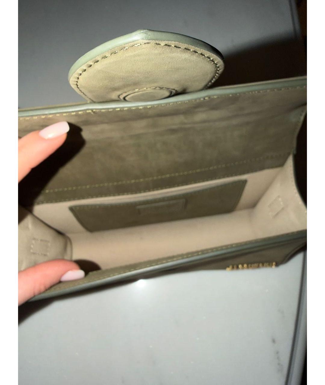 JACQUEMUS Хаки замшевая сумка с короткими ручками, фото 3