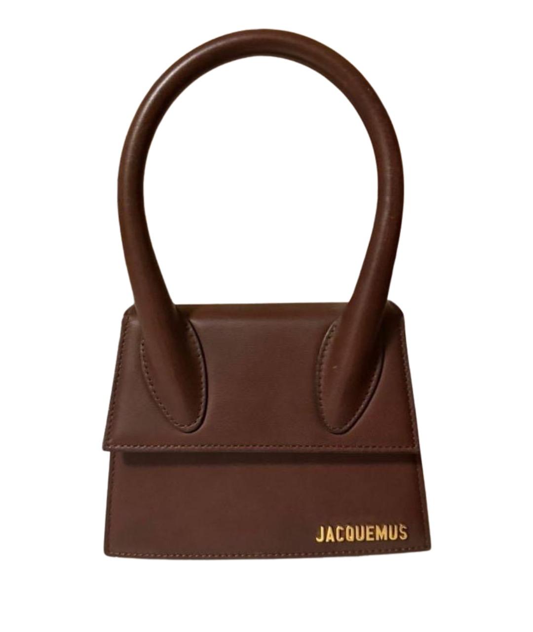 JACQUEMUS Коричневая кожаная сумка с короткими ручками, фото 1