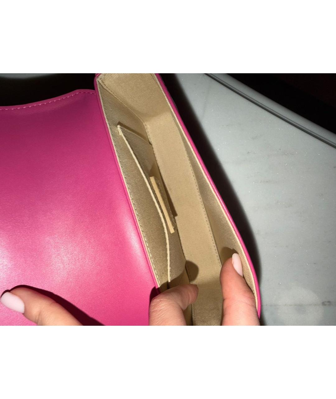 JACQUEMUS Розовая кожаная сумка с короткими ручками, фото 4