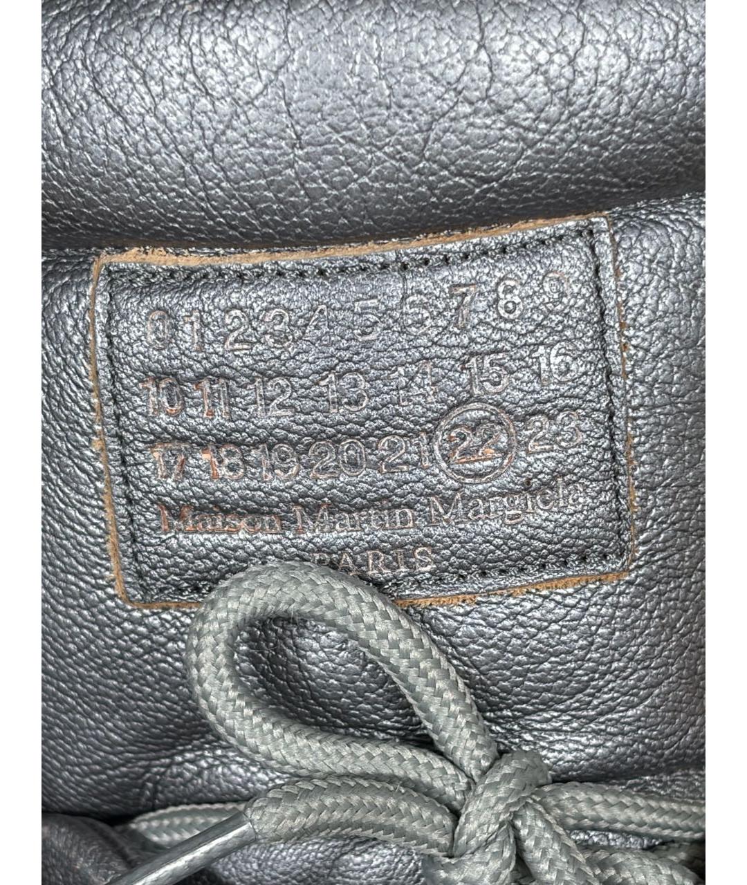 MAISON MARGIELA Серебряные кожаные высокие кроссовки / кеды, фото 6