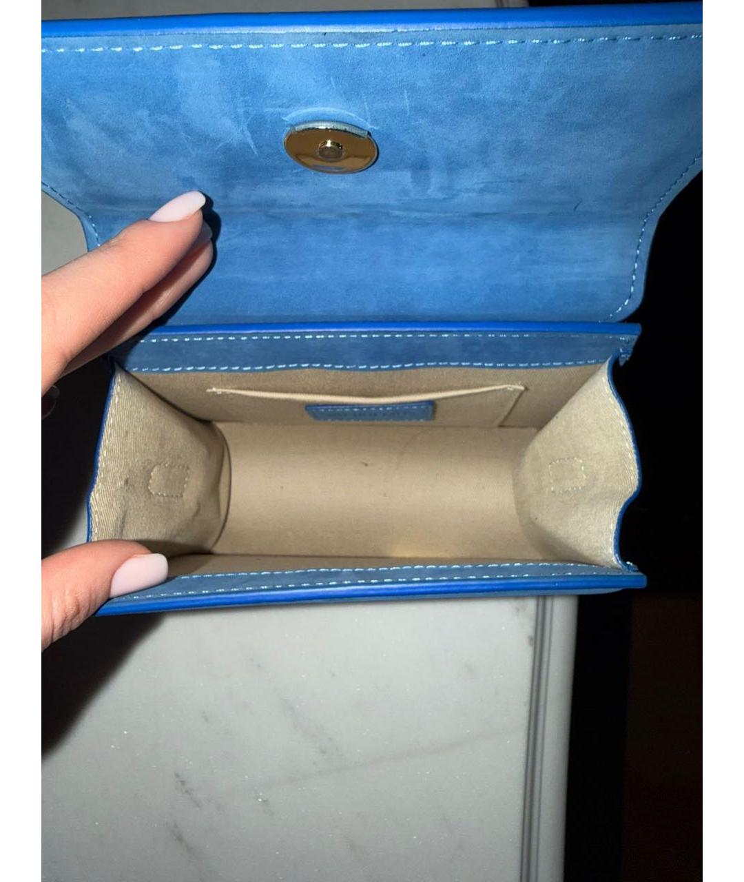 JACQUEMUS Голубая замшевая сумка с короткими ручками, фото 3