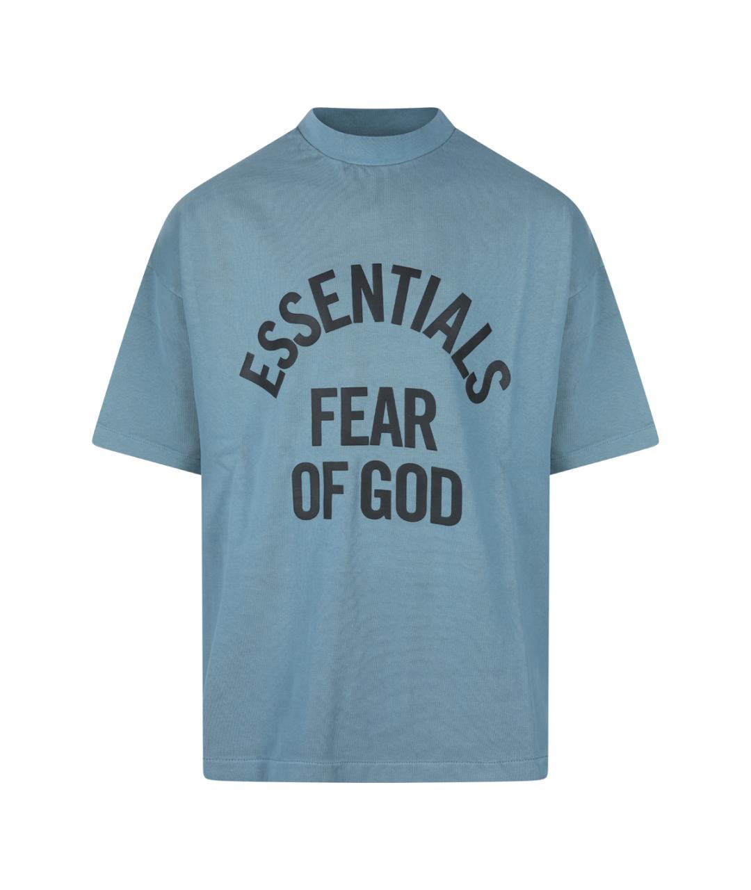 FEAR OF GOD ESSENTIALS Голубая хлопковая футболка, фото 1