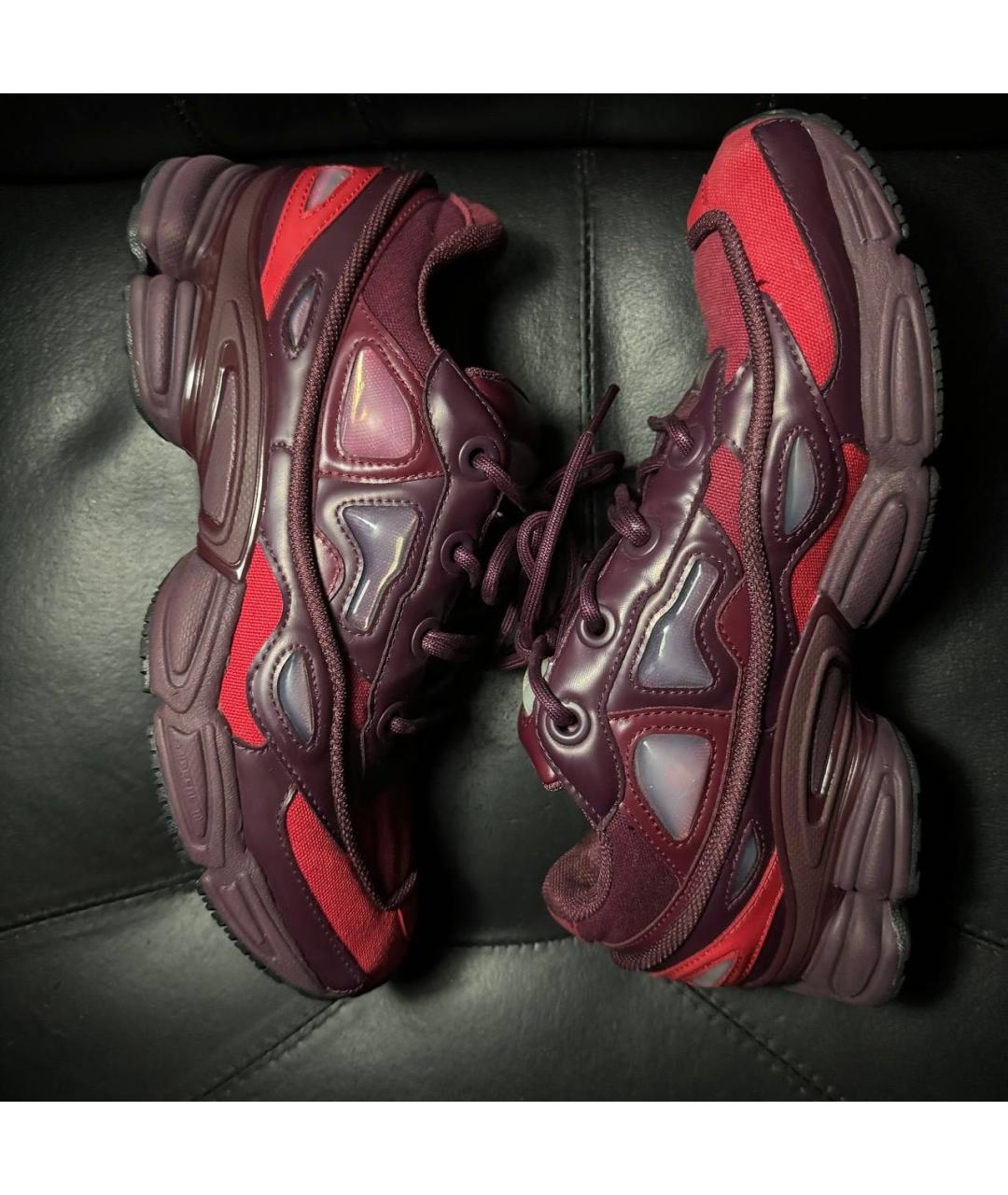 ADIDAS X RAF SIMONS Бордовые текстильные низкие кроссовки / кеды, фото 4