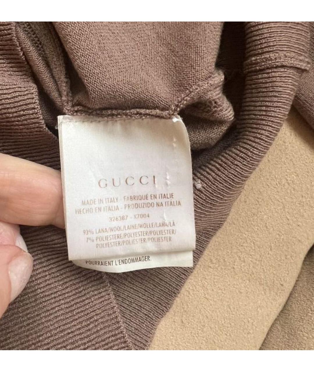 GUCCI Коричневый шерстяной джемпер / свитер, фото 2