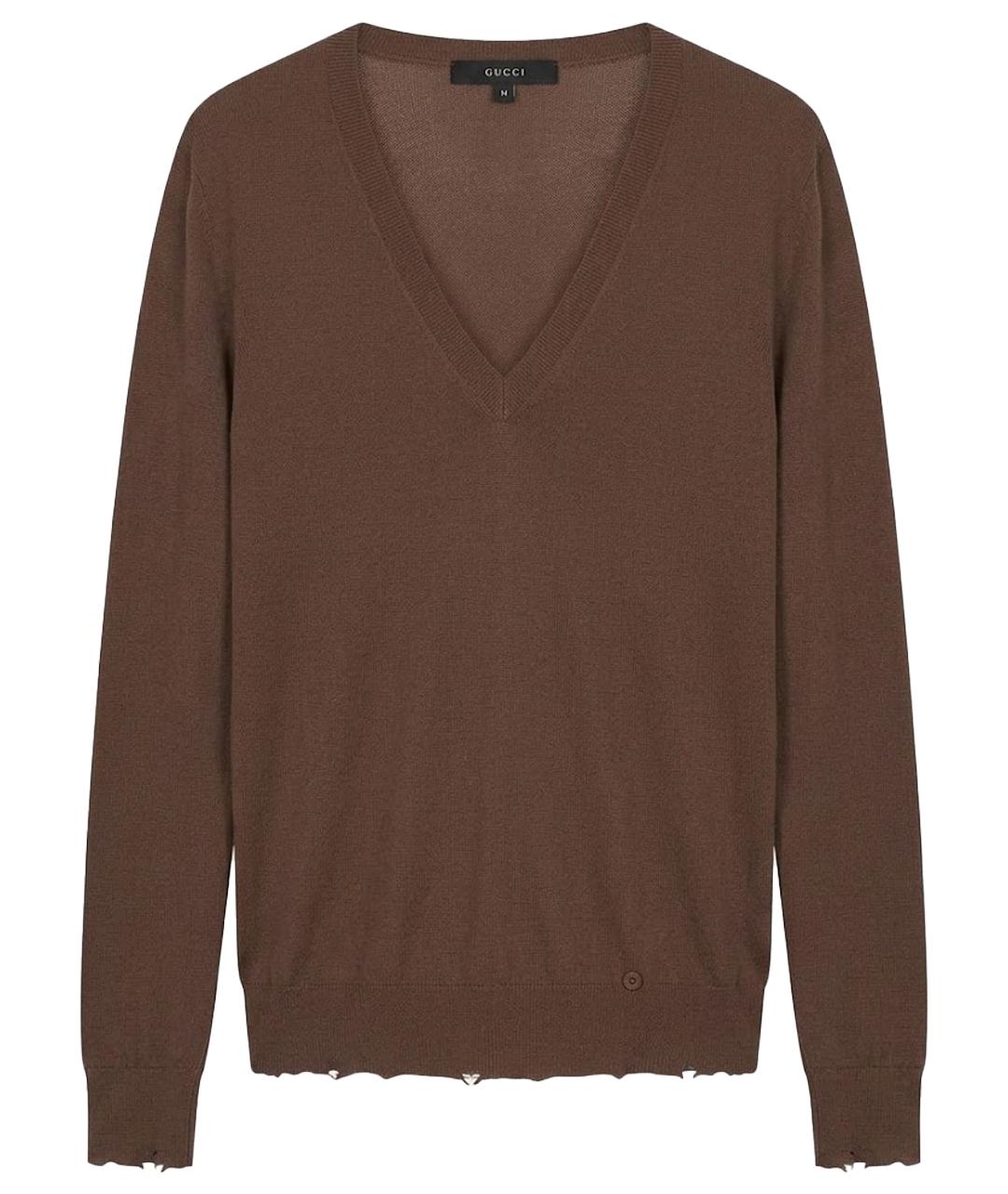 GUCCI Коричневый шерстяной джемпер / свитер, фото 1