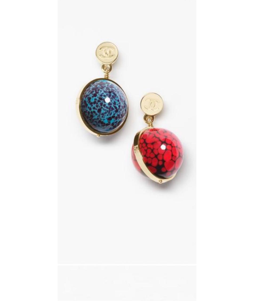 CHANEL Красные металлические серьги, фото 4