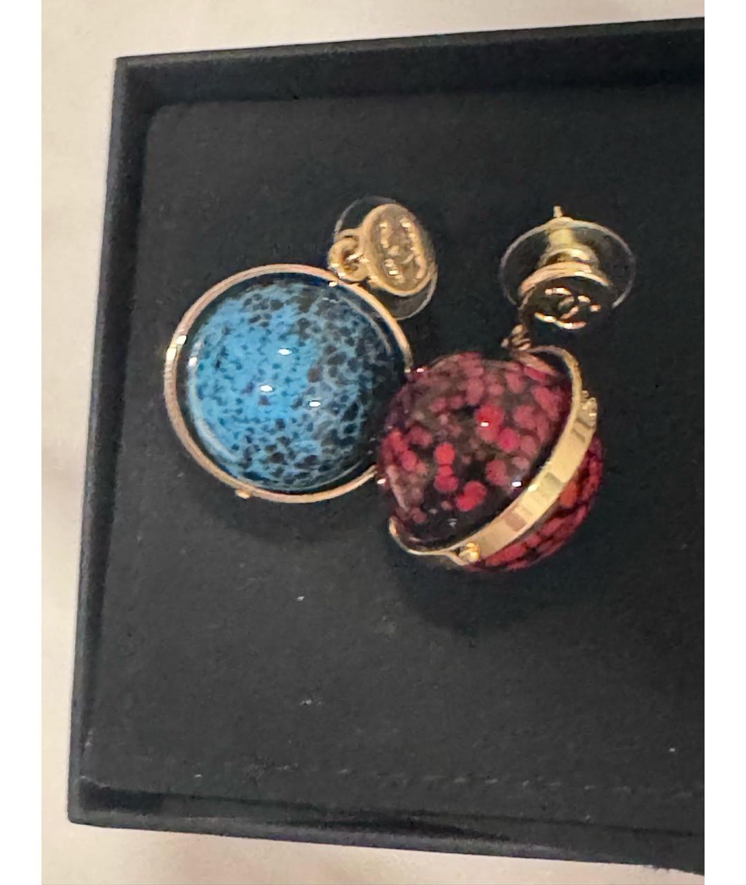 CHANEL Красные металлические серьги, фото 2