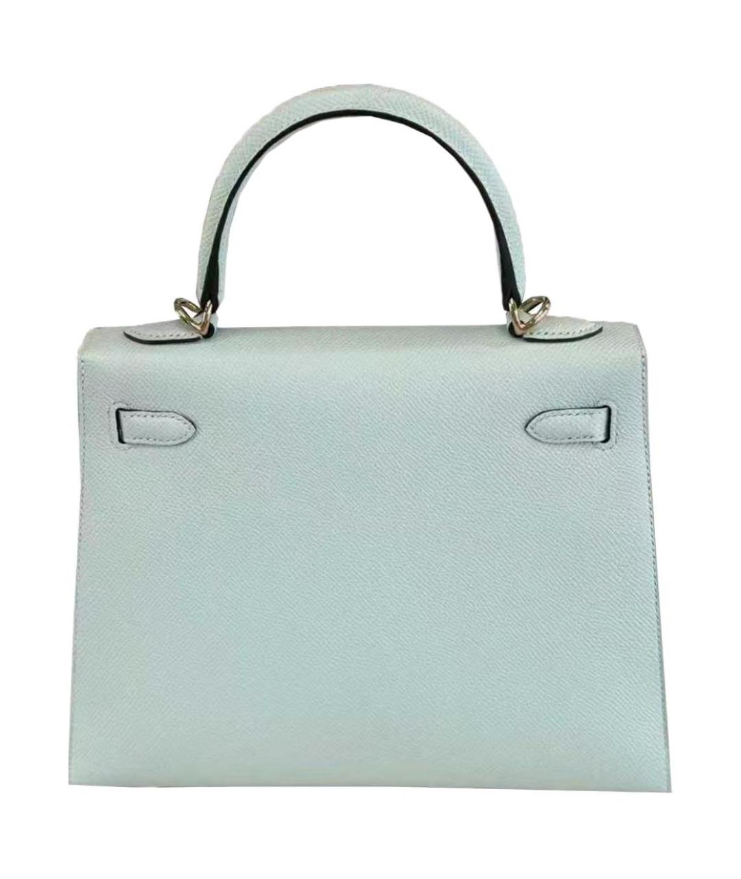 HERMES Голубая кожаная сумка с короткими ручками, фото 2